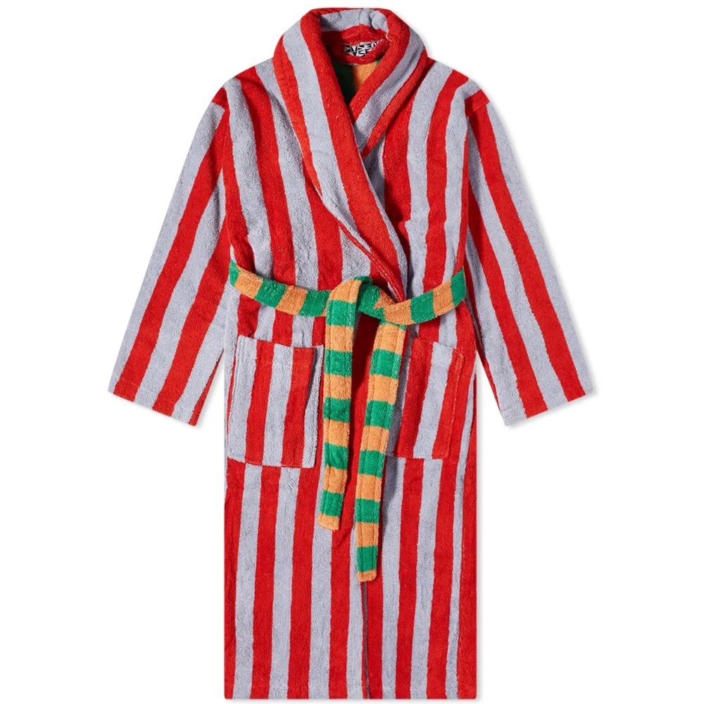 Dusen Dusen Red & Blue Striped Bathrobe *Discontinued Print*